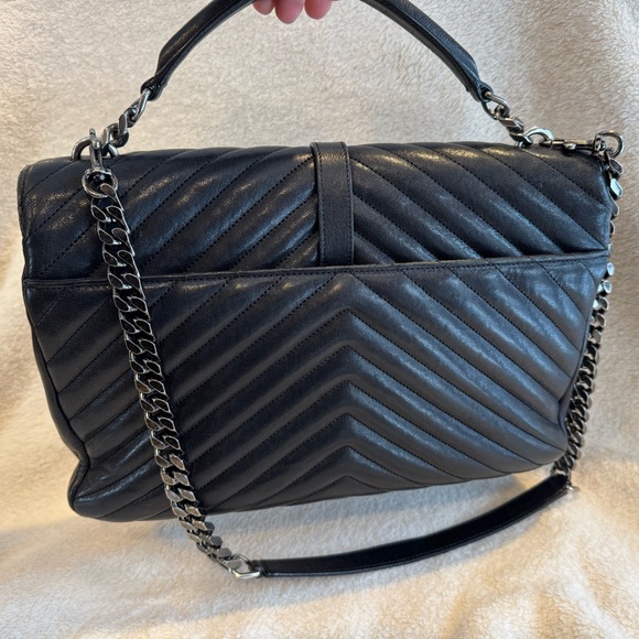 Saint Laurent College Large Flap YSL Shoulder Bag in Quilted Leather - Picture 3 of 10